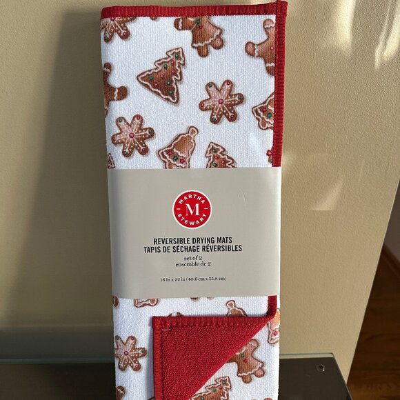 Martha Stewart Drying Mats Set of 2 Gingerbread Mixed Pattern 16x22” NWT - Picture 1 of 3